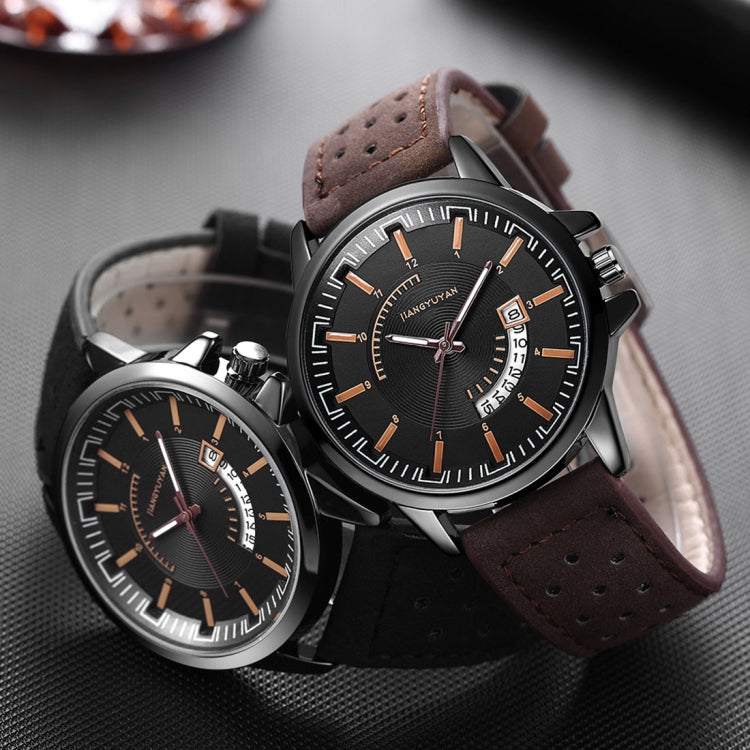 1422 JIAYUYAN Quartz Wrist Watch with Calendar & Leather Strap/Band & Alloy Case  Watch For Man