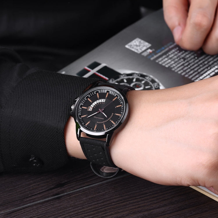 1422 JIAYUYAN Quartz Wrist Watch with Calendar & Leather Strap/Band & Alloy Case  Watch For Man