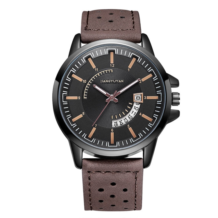 1422 JIAYUYAN Quartz Wrist Watch with Calendar & Leather Strap/Band & Alloy Case  Watch For Man