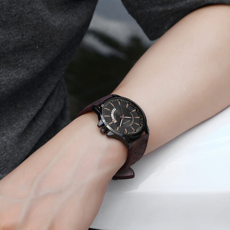 1422 JIAYUYAN Quartz Wrist Watch with Calendar & Leather Strap/Band & Alloy Case  Watch For Man