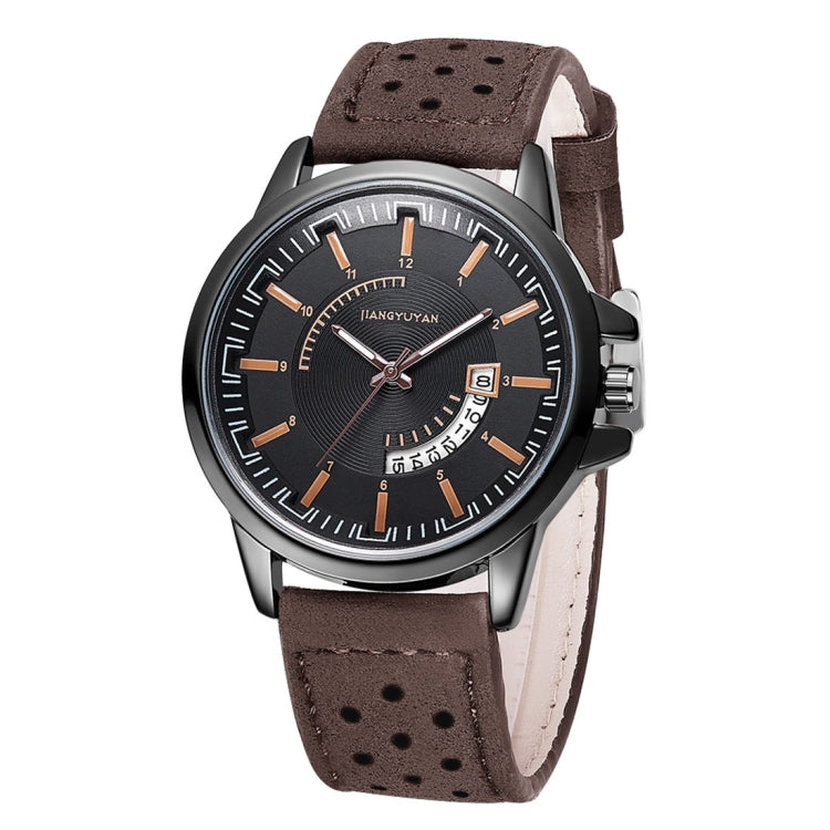 1422 JIAYUYAN Quartz Wrist Watch with Calendar & Leather Strap/Band & Alloy Case  Watch For Man