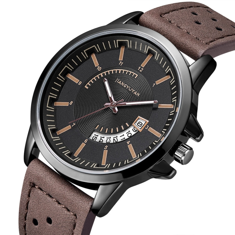 1422 JIAYUYAN Quartz Wrist Watch with Calendar & Leather Strap/Band & Alloy Case  Watch For Man