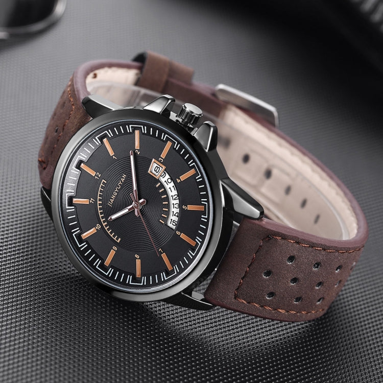 1422 JIAYUYAN Quartz Wrist Watch with Calendar & Leather Strap/Band & Alloy Case  Watch For Man
