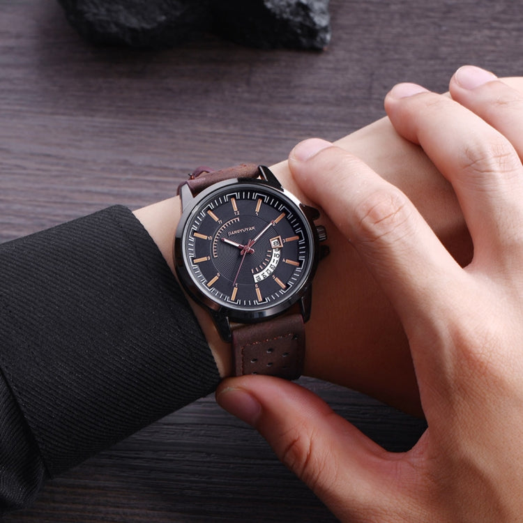 1422 JIAYUYAN Quartz Wrist Watch with Calendar & Leather Strap/Band & Alloy Case  Watch For Man