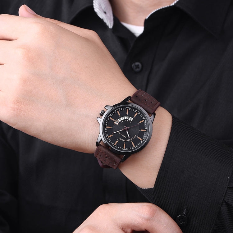 1422 JIAYUYAN Quartz Wrist Watch with Calendar & Leather Strap/Band & Alloy Case  Watch For Man