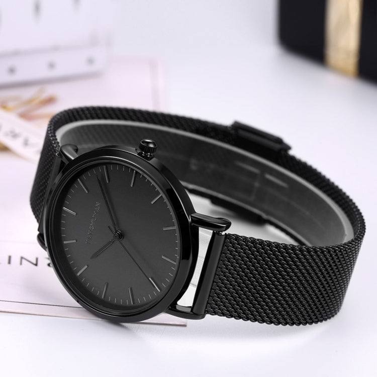 1469 JIAYUYAN Quartz Wrist Watch with Stainless Steel Band Watch Couple Watch For Women (Black)