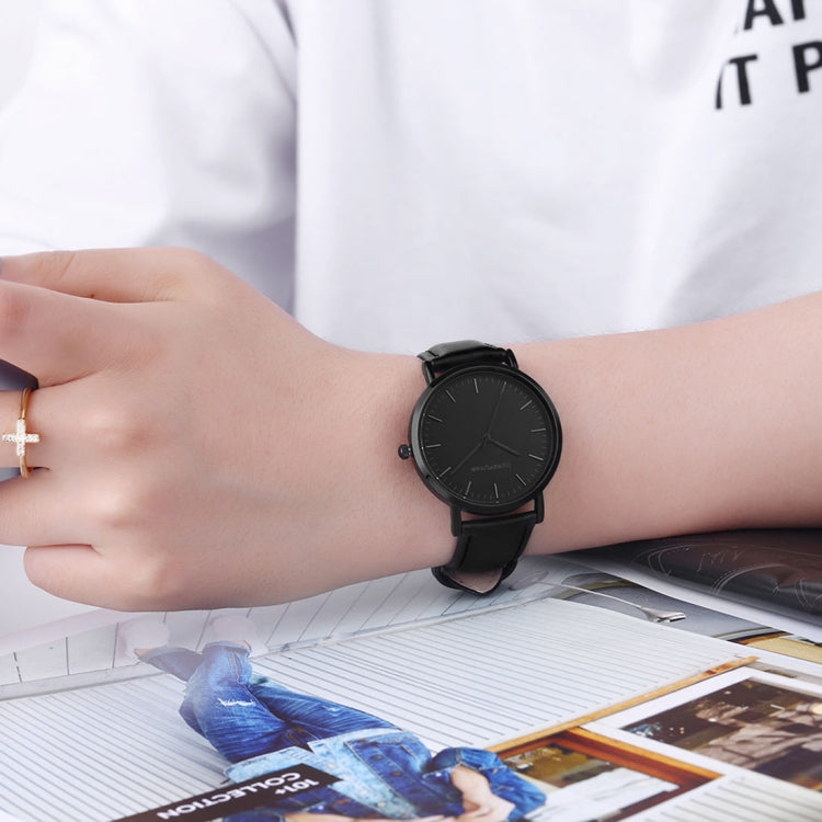 1469 JIAYUYAN Quartz Wrist Watch with Leather Band Watch Couple Watch For Women (Black)