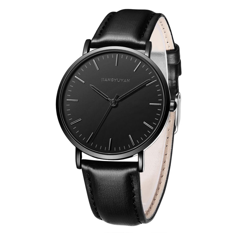 1469 JIAYUYAN Quartz Wrist Watch with Leather Band Watch Couple Watch For Women (Black)