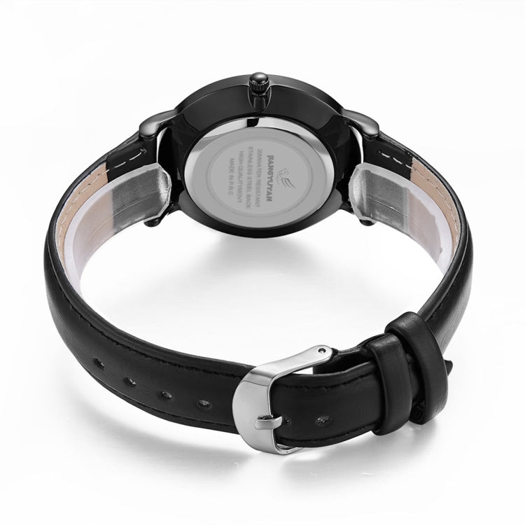 1469 JIAYUYAN Quartz Wrist Watch with Leather Band Watch Couple Watch For Women (Black)