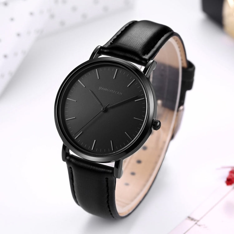 1469 JIAYUYAN Quartz Wrist Watch with Leather Band Watch Couple Watch For Women (Black)