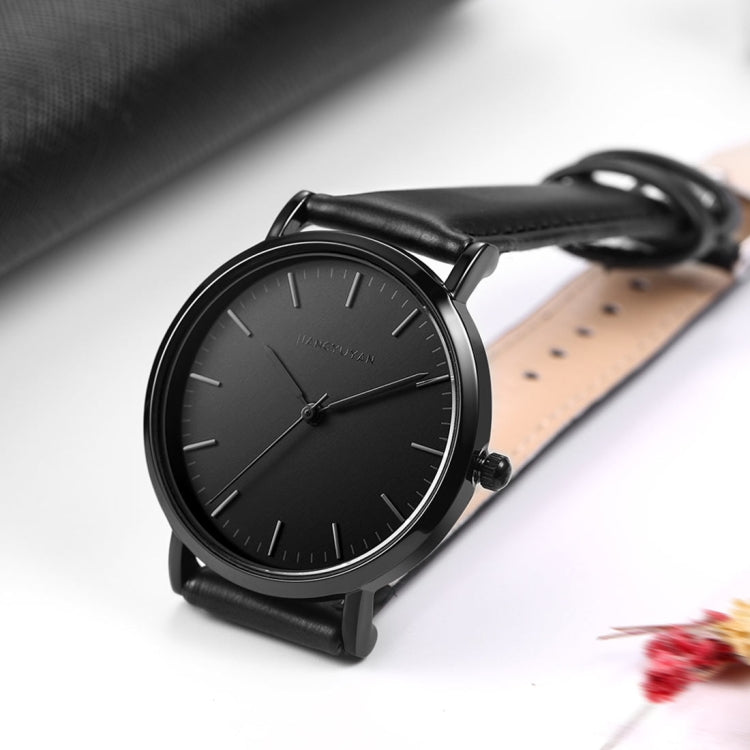 1469 JIAYUYAN Quartz Wrist Watch with Leather Band Watch Couple Watch For Women (Black)