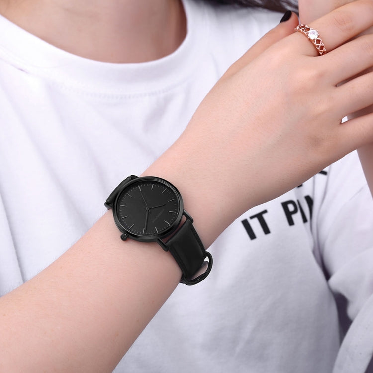 1469 JIAYUYAN Quartz Wrist Watch with Leather Band Watch Couple Watch For Women (Black)