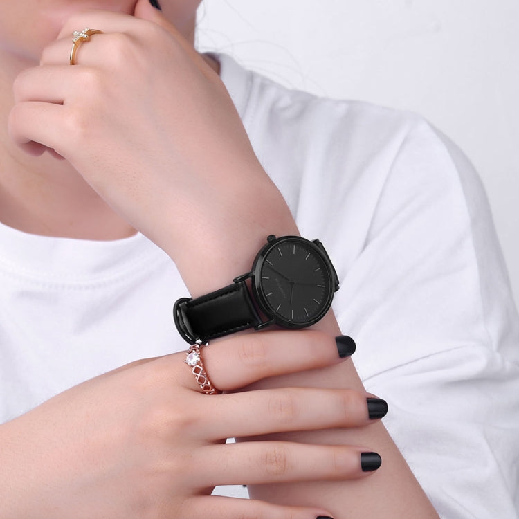 1469 JIAYUYAN Quartz Wrist Watch with Leather Band Watch Couple Watch For Women (Black)