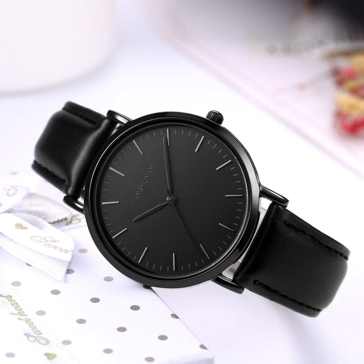 1469 JIAYUYAN Quartz Wrist Watch with PU Leather Band Watch Couple Watch For Man (Black)