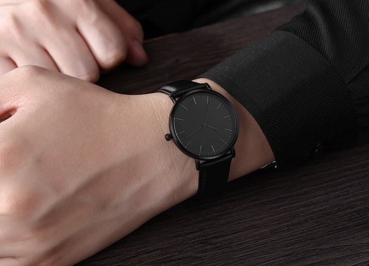 1469 JIAYUYAN Quartz Wrist Watch with PU Leather Band Watch Couple Watch For Man (Black)