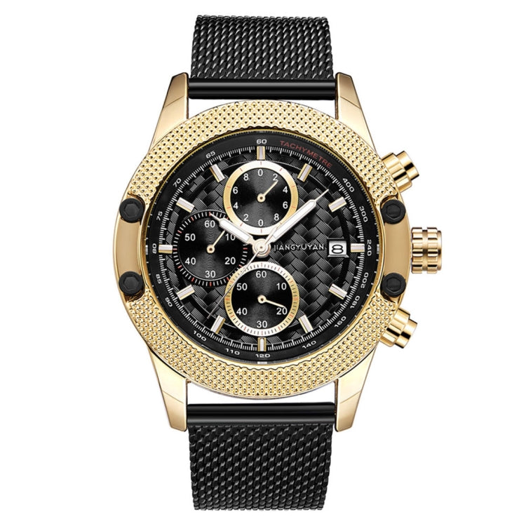 1750 JIAYUYAN Fashion Quartz Wrist Watch with Multi-function Small Dail & Calendar &Luminous Pointer Steel Band  Watch For Man