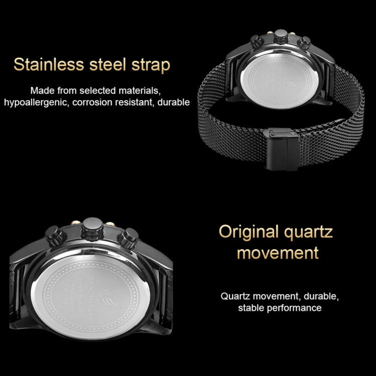 1750 JIAYUYAN Fashion Quartz Wrist Watch with Multi-function Small Dail & Calendar &Luminous Pointer Steel Band  Watch For Man
