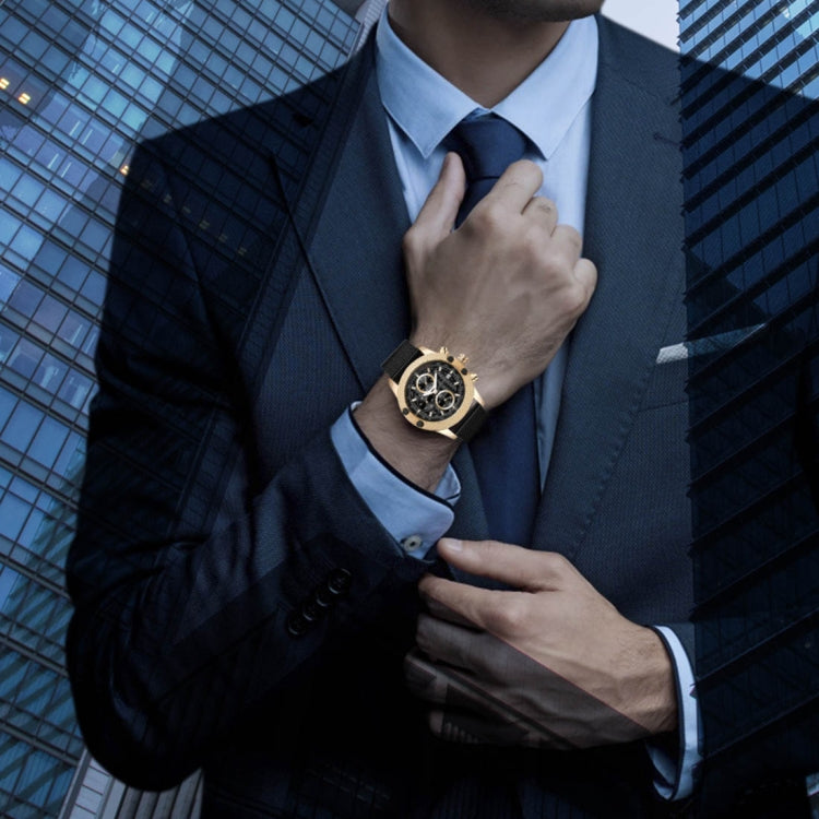 1750 JIAYUYAN Fashion Quartz Wrist Watch with Multi-function Small Dail & Calendar &Luminous Pointer Steel Band  Watch For Man