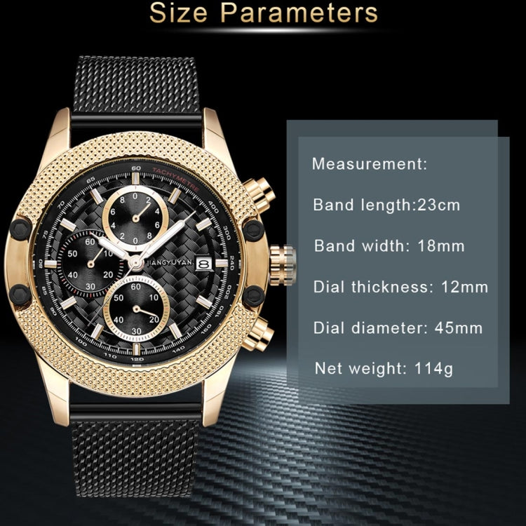 1750 JIAYUYAN Fashion Quartz Wrist Watch with Multi-function Small Dail & Calendar &Luminous Pointer Steel Band  Watch For Man