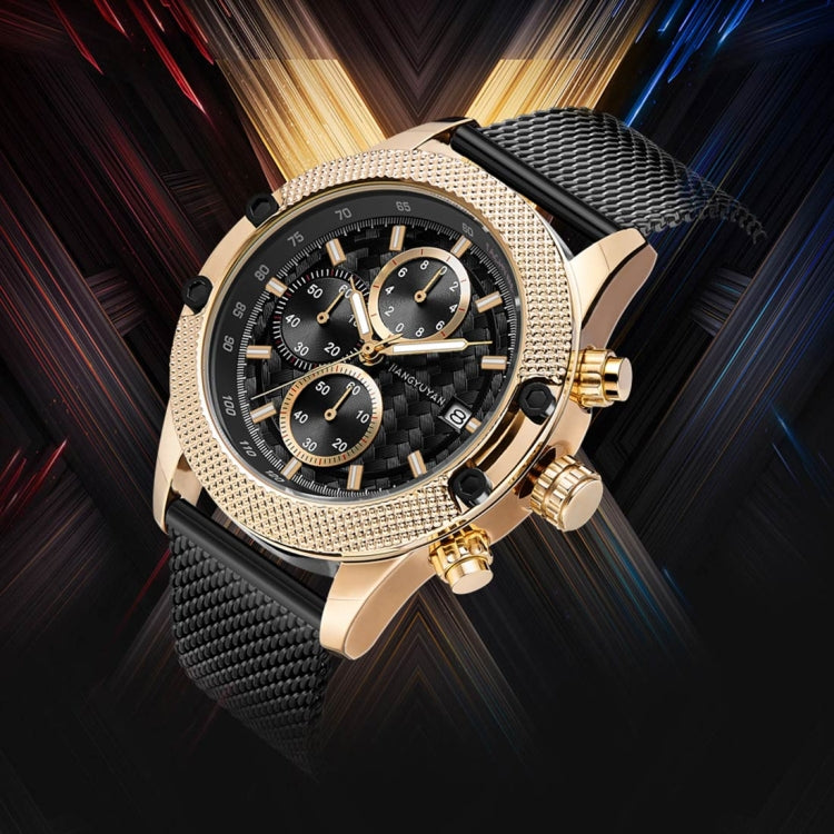 1750 JIAYUYAN Fashion Quartz Wrist Watch with Multi-function Small Dail & Calendar &Luminous Pointer Steel Band  Watch For Man