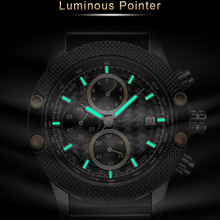 1750 JIAYUYAN Fashion Quartz Wrist Watch with Multi-function Small Dail & Calendar &Luminous Pointer Steel Band  Watch For Man