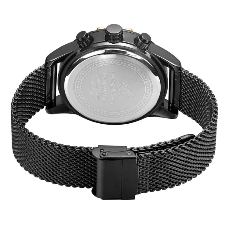 1750 JIAYUYAN Fashion Quartz Wrist Watch with Multi-function Small Dail & Calendar &Luminous Pointer Steel Band  Watch For Man