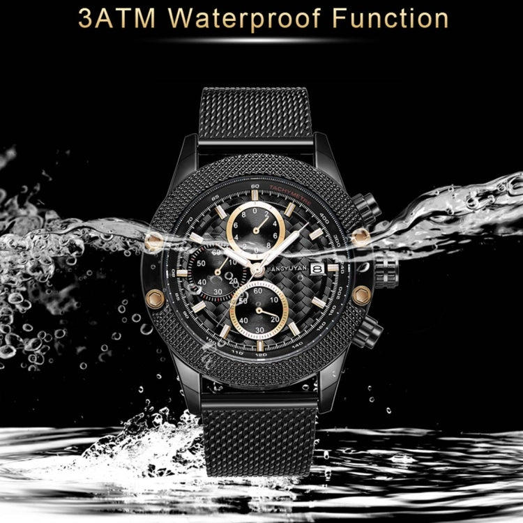 1750 JIAYUYAN Fashion Quartz Wrist Watch with Multi-function Small Dail & Calendar &Luminous Pointer Steel Band  Watch For Man