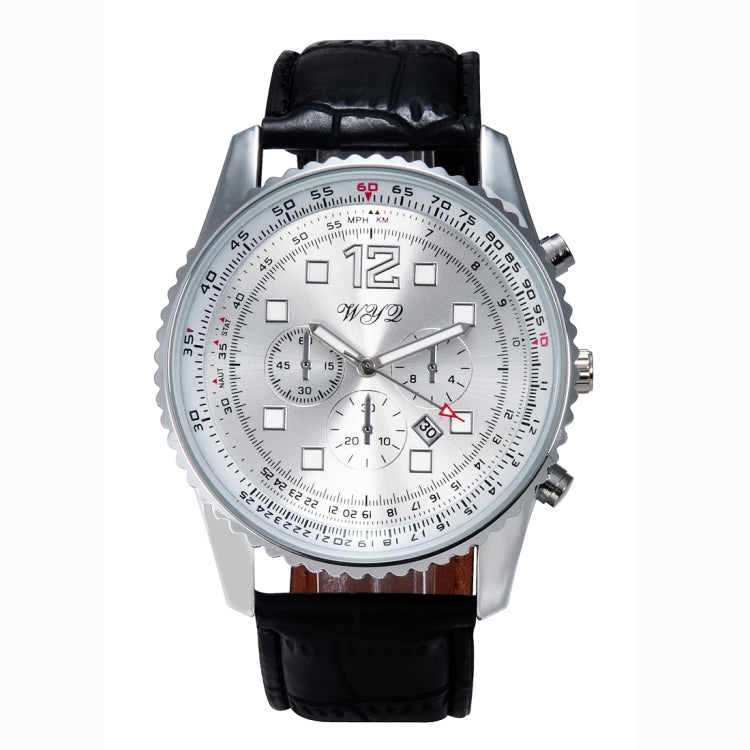 WeiYaQi 89008 Fashion Wrist Watch with Leather Band(Silver)