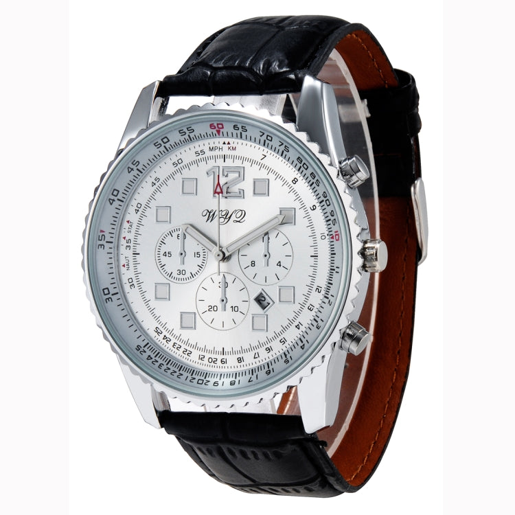 WeiYaQi 89008 Fashion Wrist Watch with Leather Band(Silver)