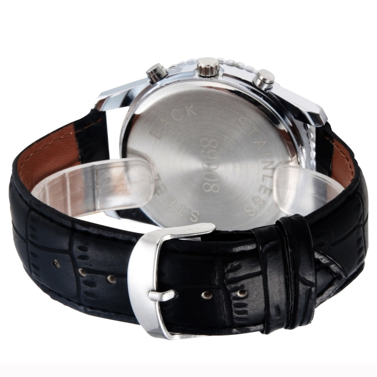 WeiYaQi 89008 Fashion Wrist Watch with Leather Band(Silver)