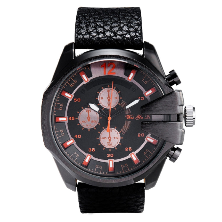 WeiYaQi 89017 Fashion Wrist Watch with Black Leather  Band