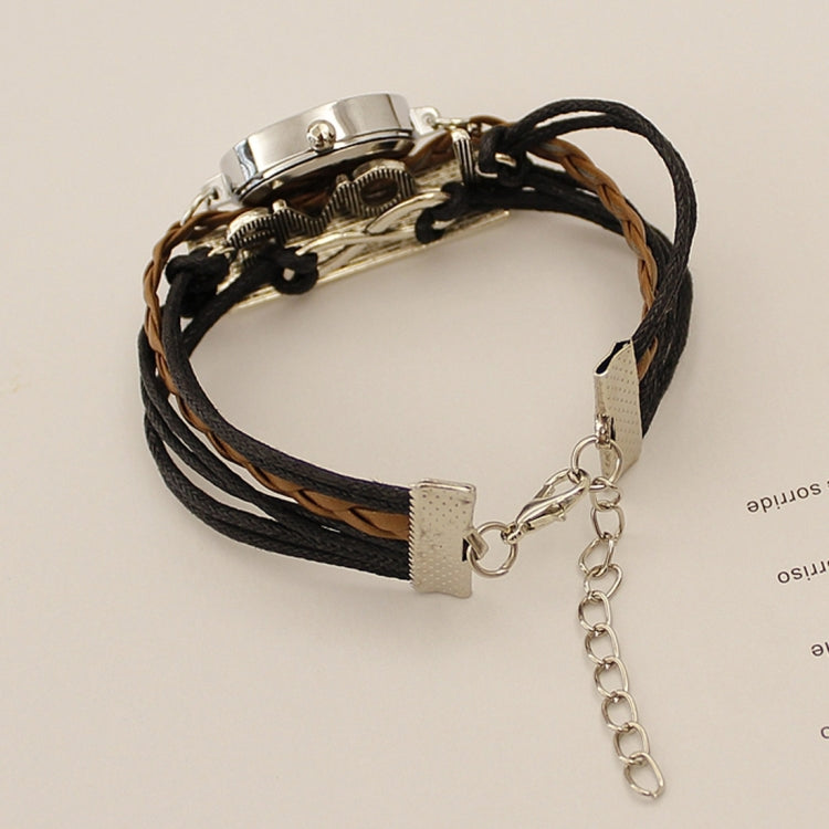 JIANGYUYAN PU Woven Strap LOVE GL68 Quartz Movement Bracelet Watch with Lobster Clasp