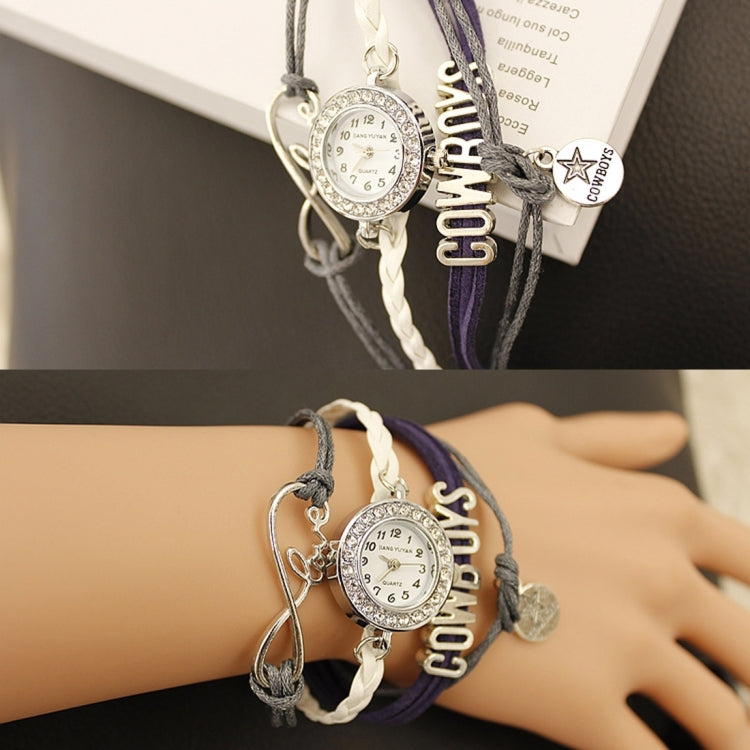 JIANGYUYAN PU Woven Strap Cowboys GL68 Quartz Movement Bracelet Watch with Lobster Clasp(Grey)