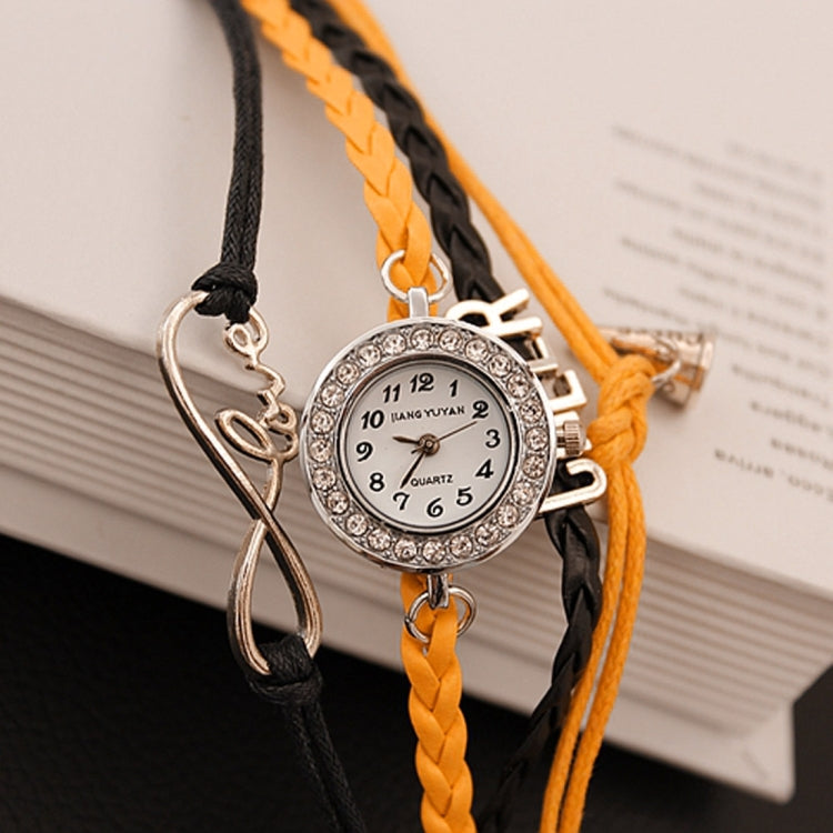 JIANGYUYAN PU Woven Strap Cheers GL68 Quartz Movement Bracelet Watch with Lobster Clasp