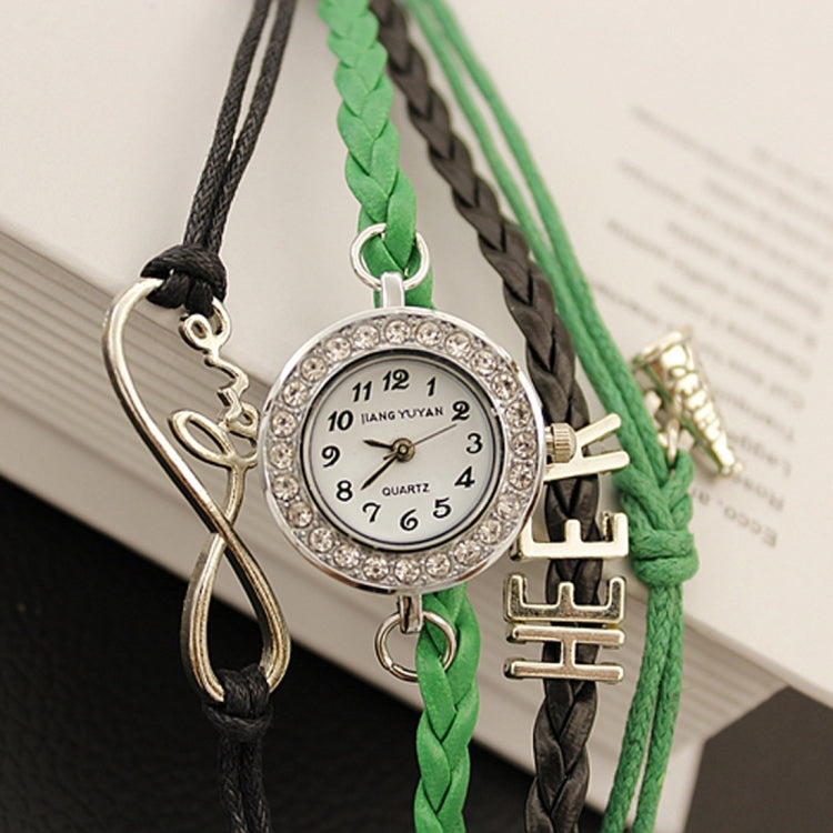 JIANGYUYAN PU Woven Strap Cheers GL68 Quartz Movement Bracelet Watch with Lobster Clasp