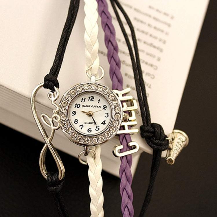 JIANGYUYAN PU Woven Strap Cheers GL68 Quartz Movement Bracelet Watch with Lobster Clasp