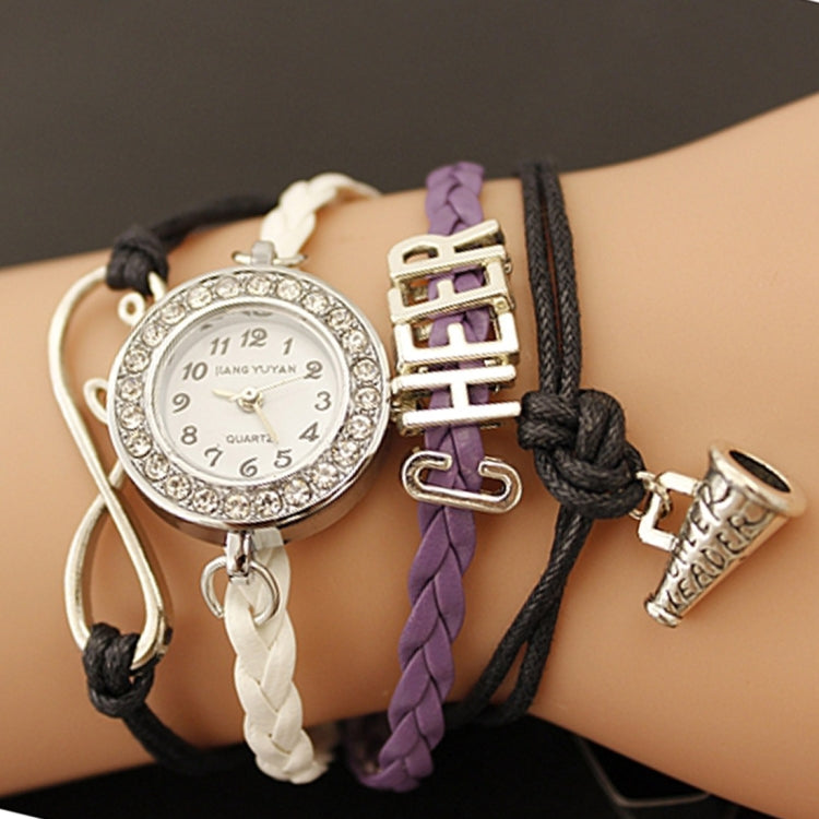 JIANGYUYAN PU Woven Strap Cheers GL68 Quartz Movement Bracelet Watch with Lobster Clasp