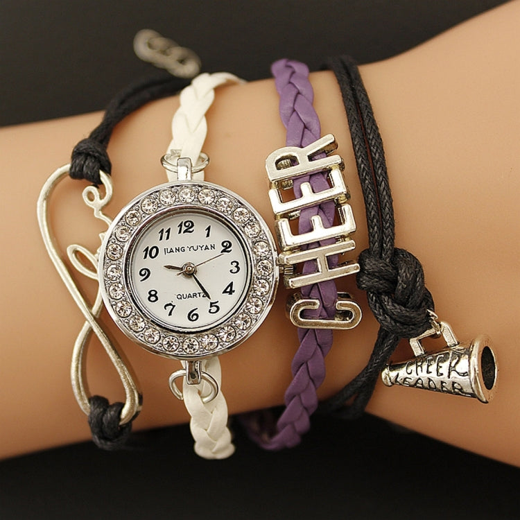 JIANGYUYAN PU Woven Strap Cheers GL68 Quartz Movement Bracelet Watch with Lobster Clasp