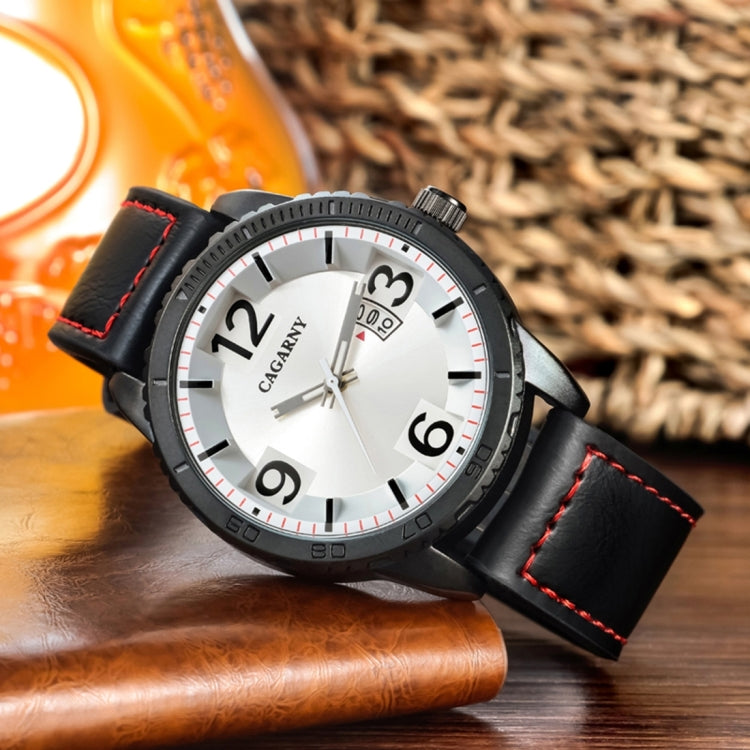 CAGARNY 9857 Fashion Quartz Movement Wrist Watch with Leather Band