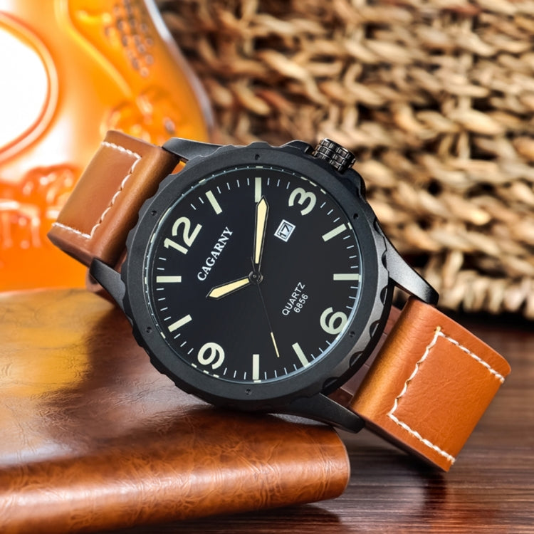CAGARNY 6856 Fashion Quartz Movement Wrist Watch with Leather Band