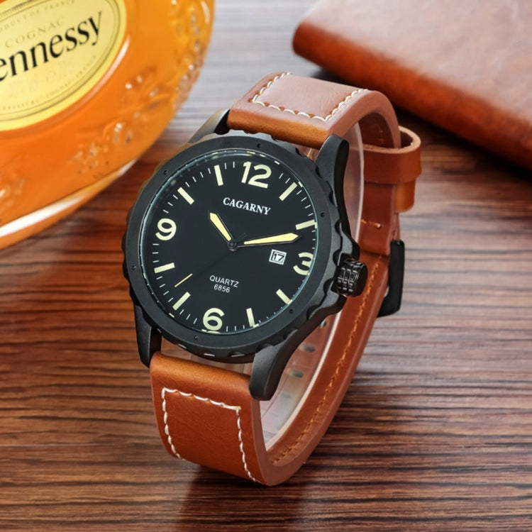 CAGARNY 6856 Fashion Quartz Movement Wrist Watch with Leather Band