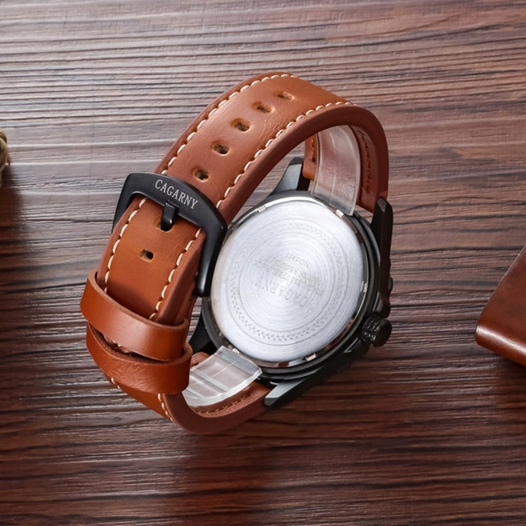 CAGARNY 6856 Fashion Quartz Movement Wrist Watch with Leather Band