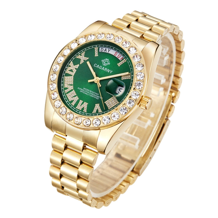 CAGARNY 6866 Fashion Life Waterproof Gold Steel Band Quartz Watch