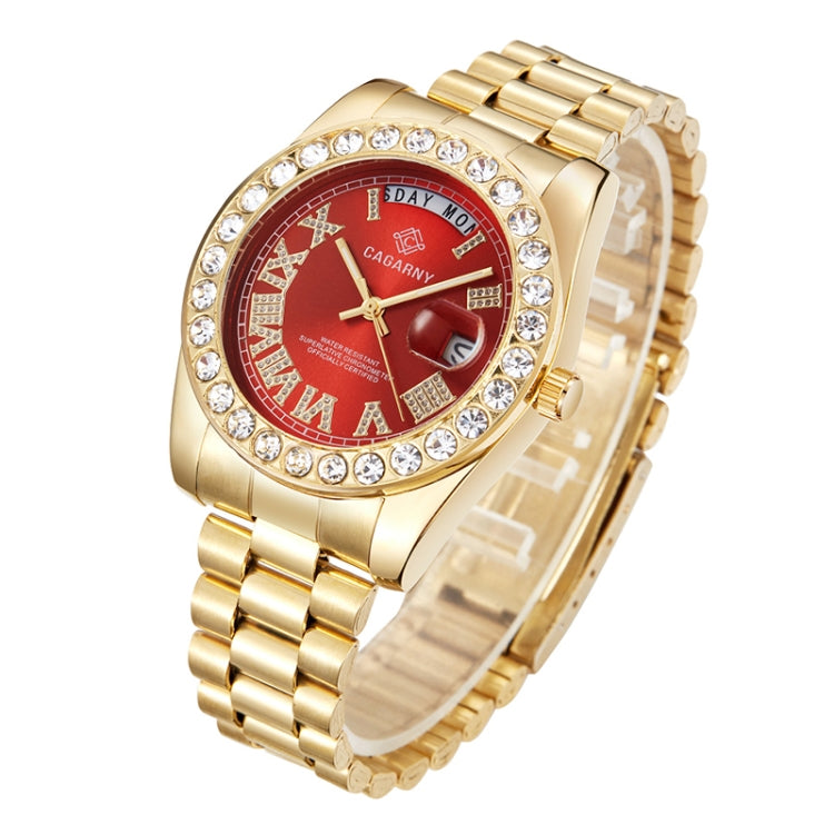 CAGARNY 6866 Fashion Life Waterproof Gold Steel Band Quartz Watch