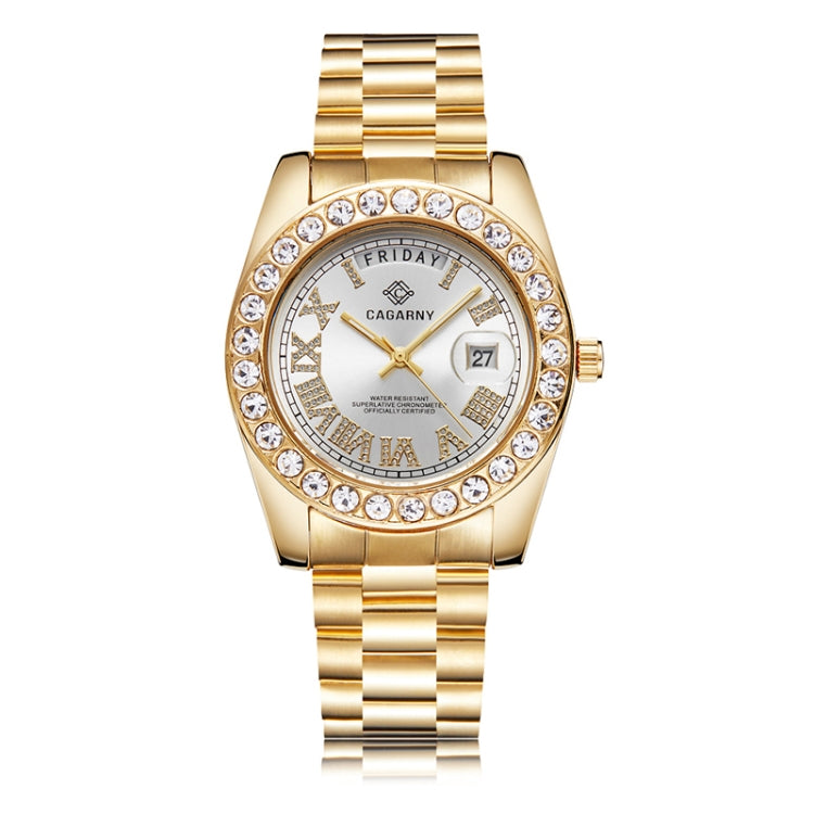 CAGARNY 6866 Fashion Life Waterproof Gold Steel Band Quartz Watch