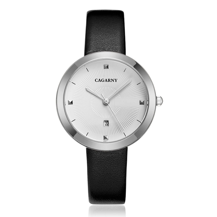 CAGARNY 6871 Fashion Life Waterproof Silver Shell Steel Band Quartz Watch
