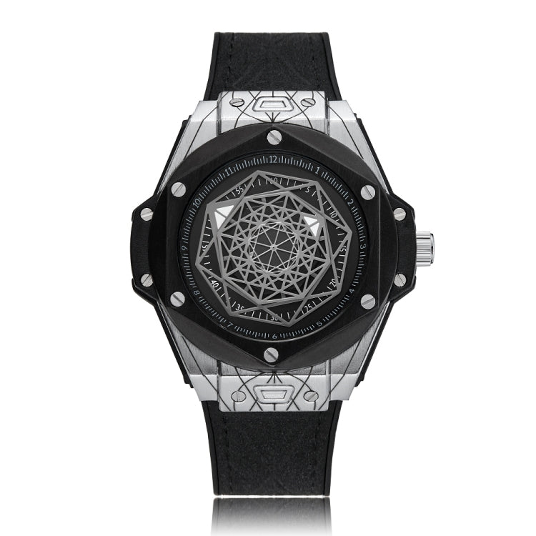 CAGARNY 6868 Geometric Polygon Dial Quartz Dual Movement Watch Men TPU Strap Watch