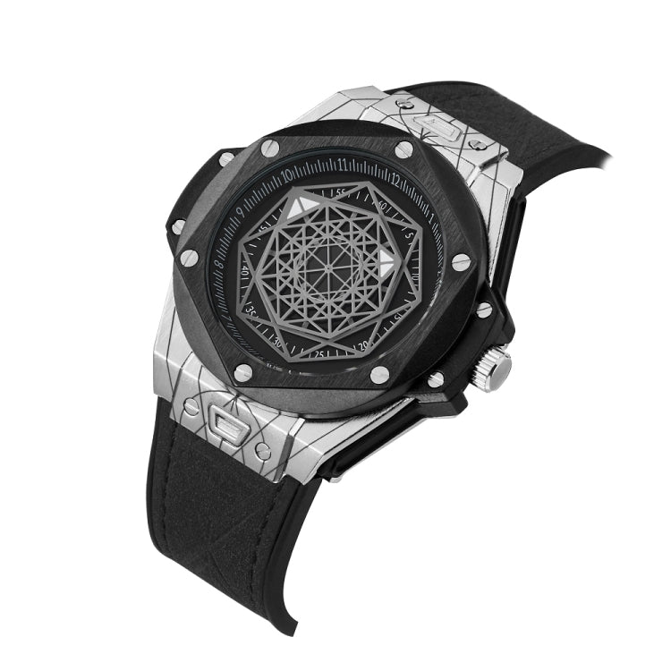 CAGARNY 6868 Geometric Polygon Dial Quartz Dual Movement Watch Men TPU Strap Watch