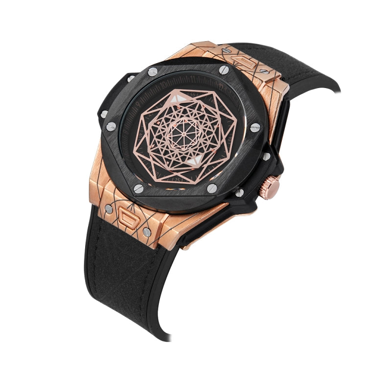 CAGARNY 6868 Geometric Polygon Dial Quartz Dual Movement Watch Men TPU Strap Watch