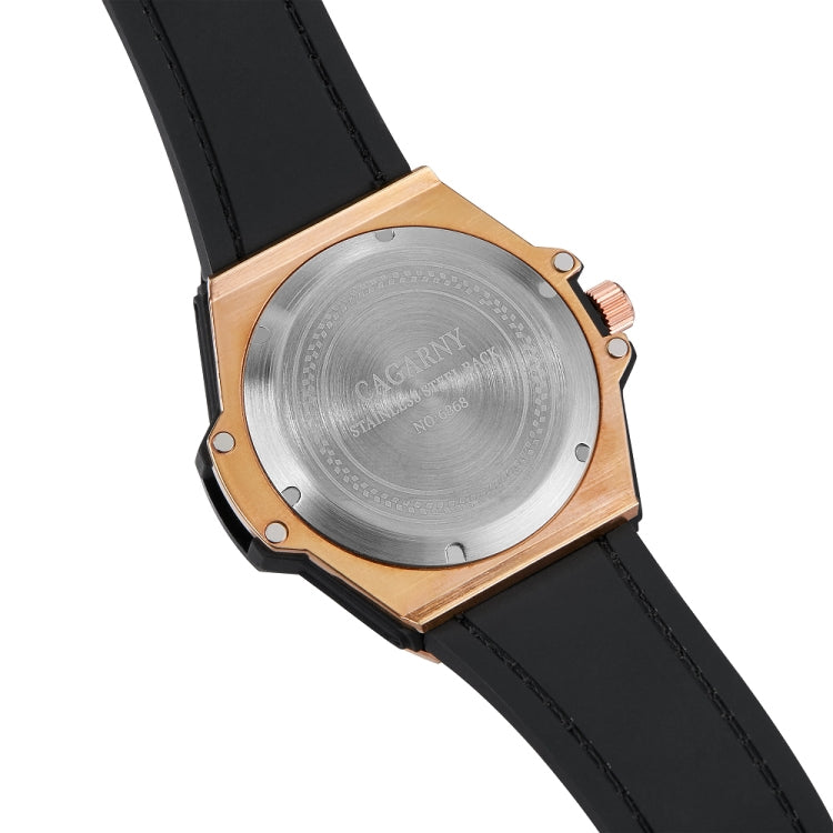 CAGARNY 6868 Geometric Polygon Dial Quartz Dual Movement Watch Men TPU Strap Watch